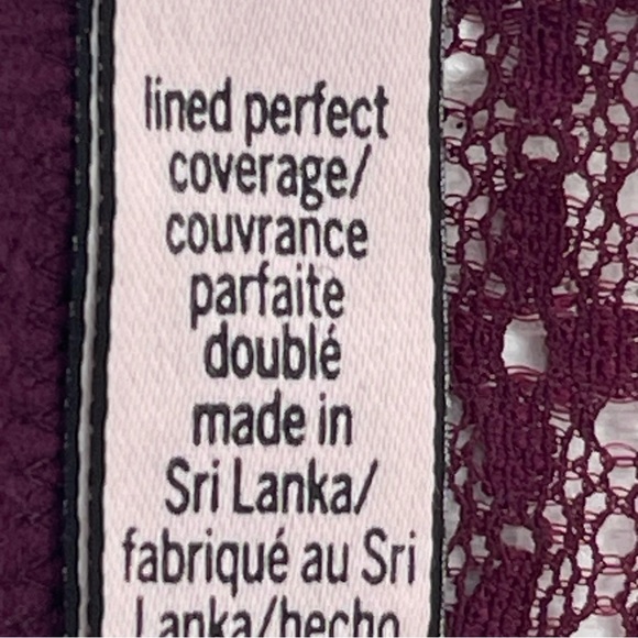 Victoria's Secret Lined Perfect Coverage Wine Colored Lace Bra 32D - Picture 11 of 12